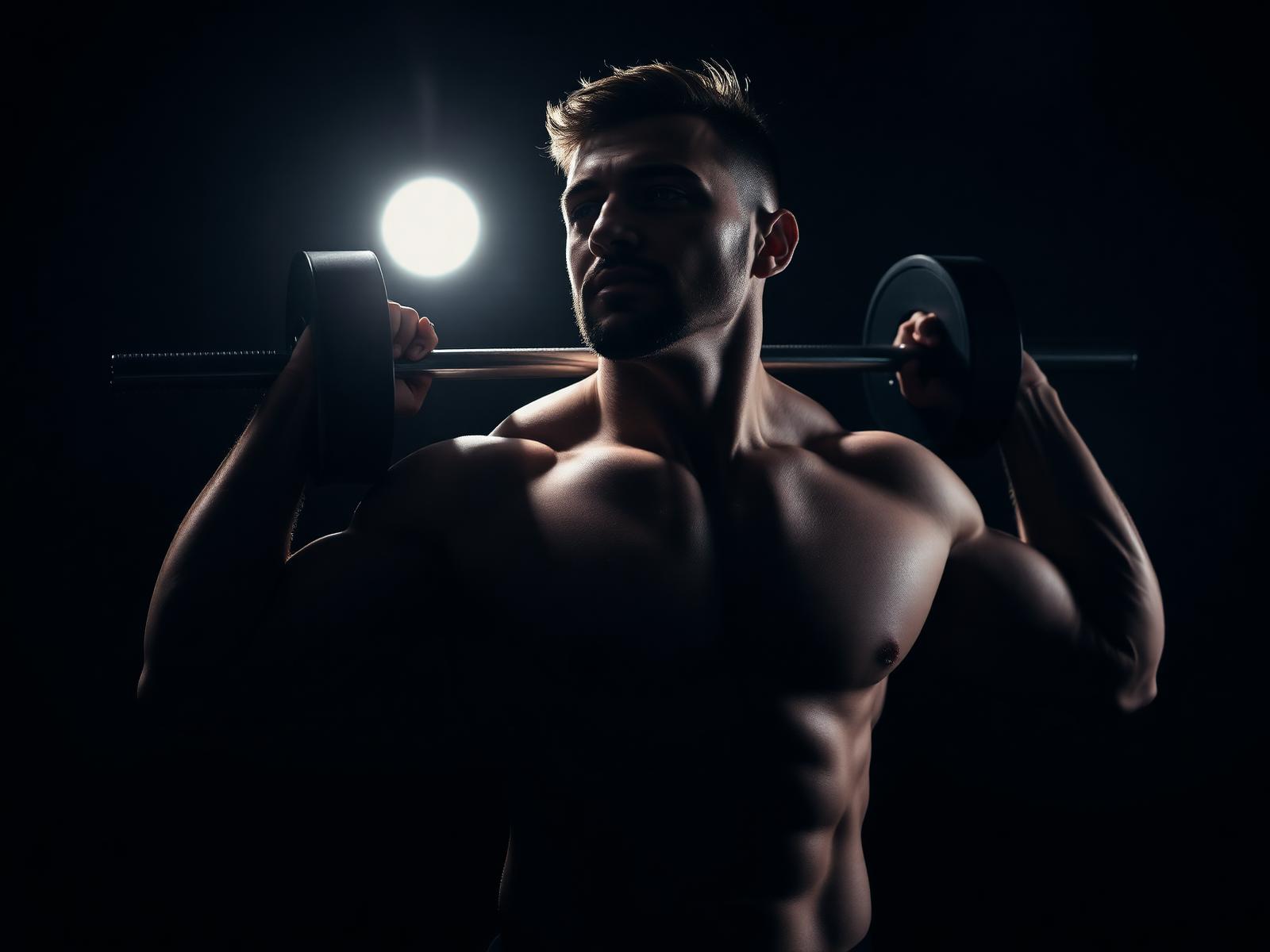 Athlete training with barbell